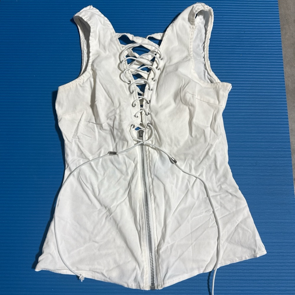 White Lace-Up Corset Top